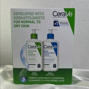 CeraVe Hydrating Facial Cleanser & Daily Moisturizing Lotion Gift‎ Set Dry Skin